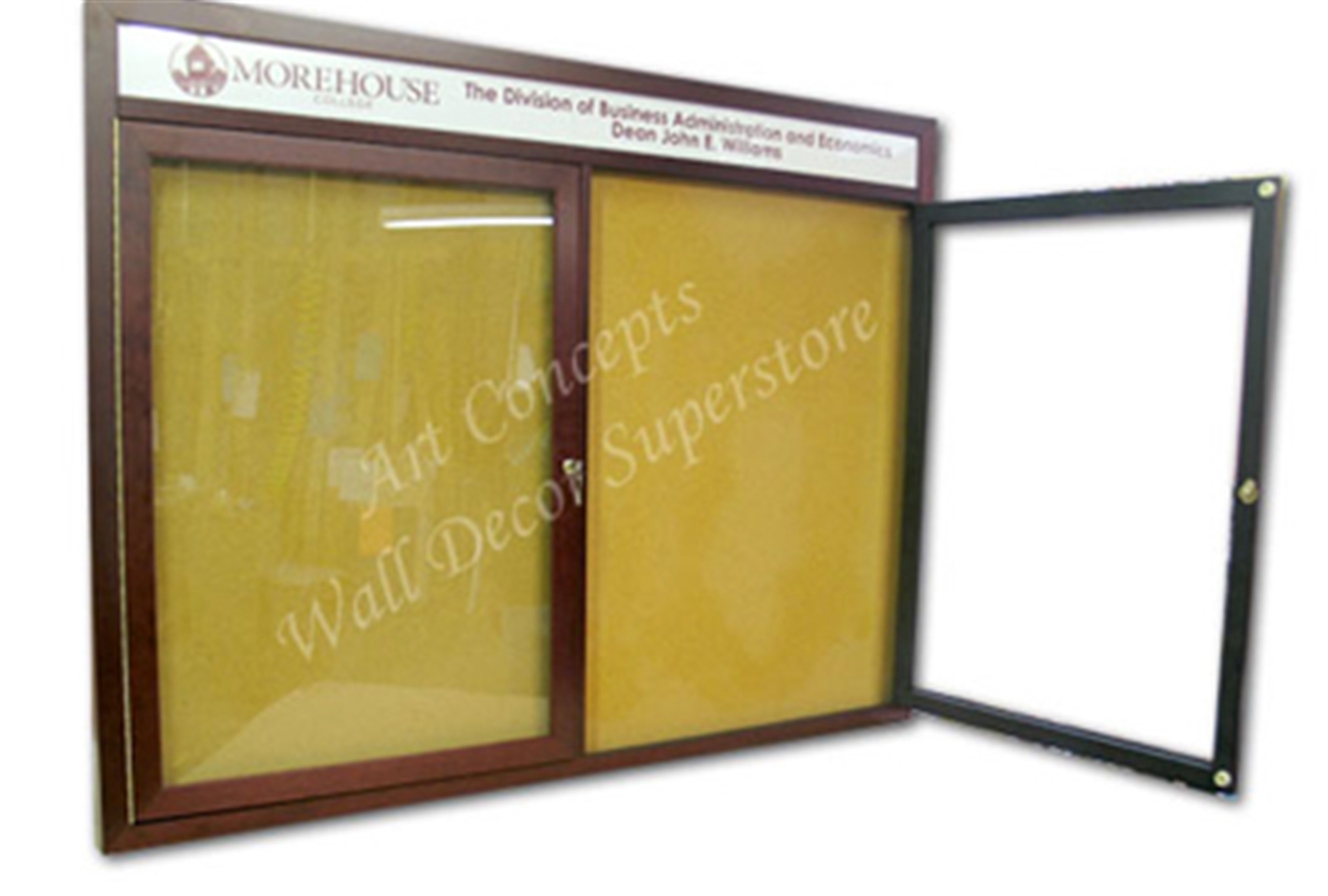 BBC204-2 Open Doors Enclosed Cork Bulletin Board with Header