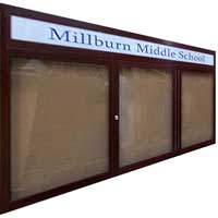 BBC208-3 Doors Enclosed Bulletin Board with Header 