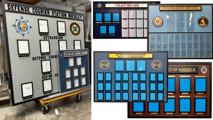 Custom chain of command and leadership display boards