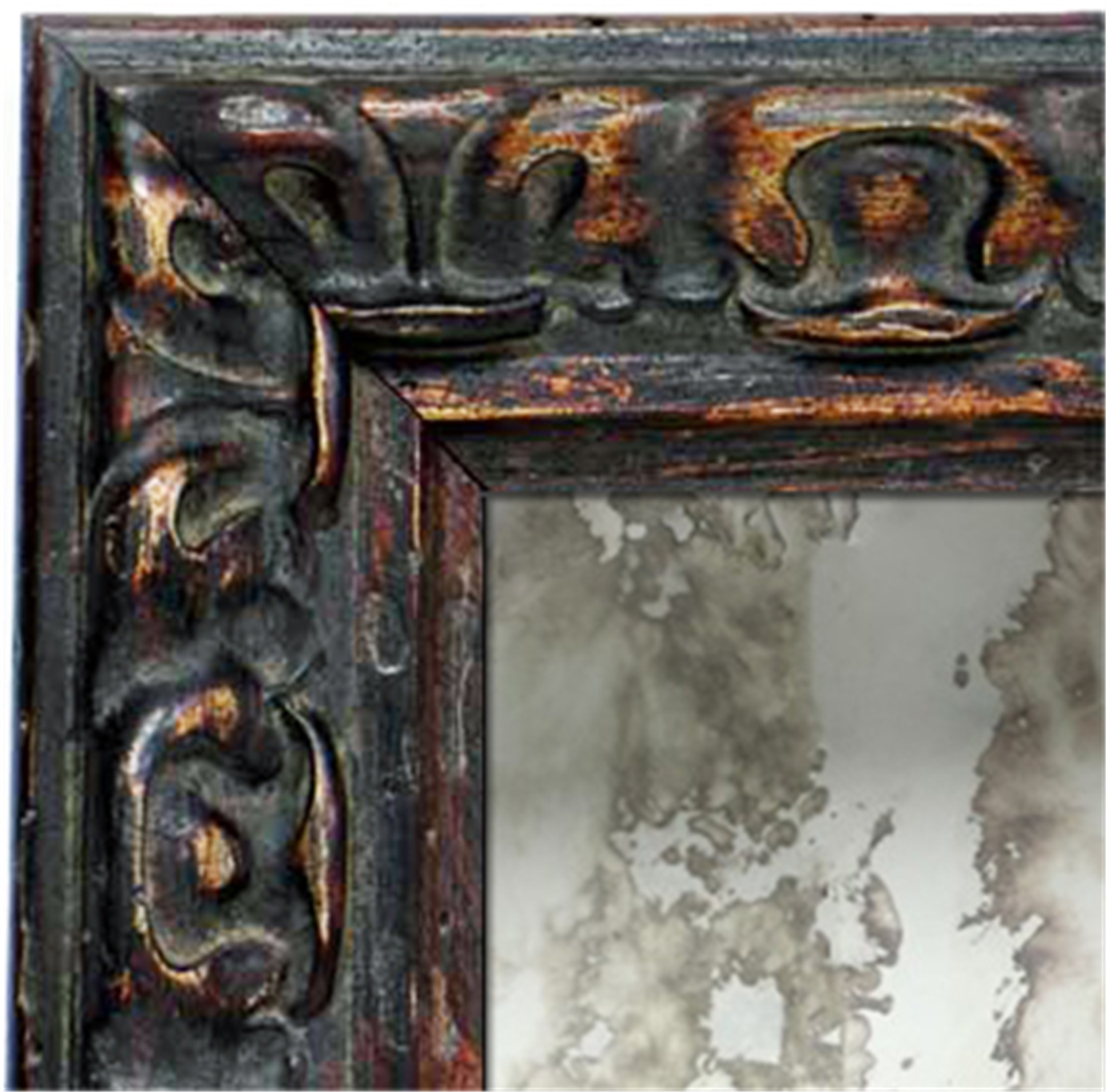 AM1416-90-9 Ornate Distressed Brown Framed Antiqued Mirror - Running Water
