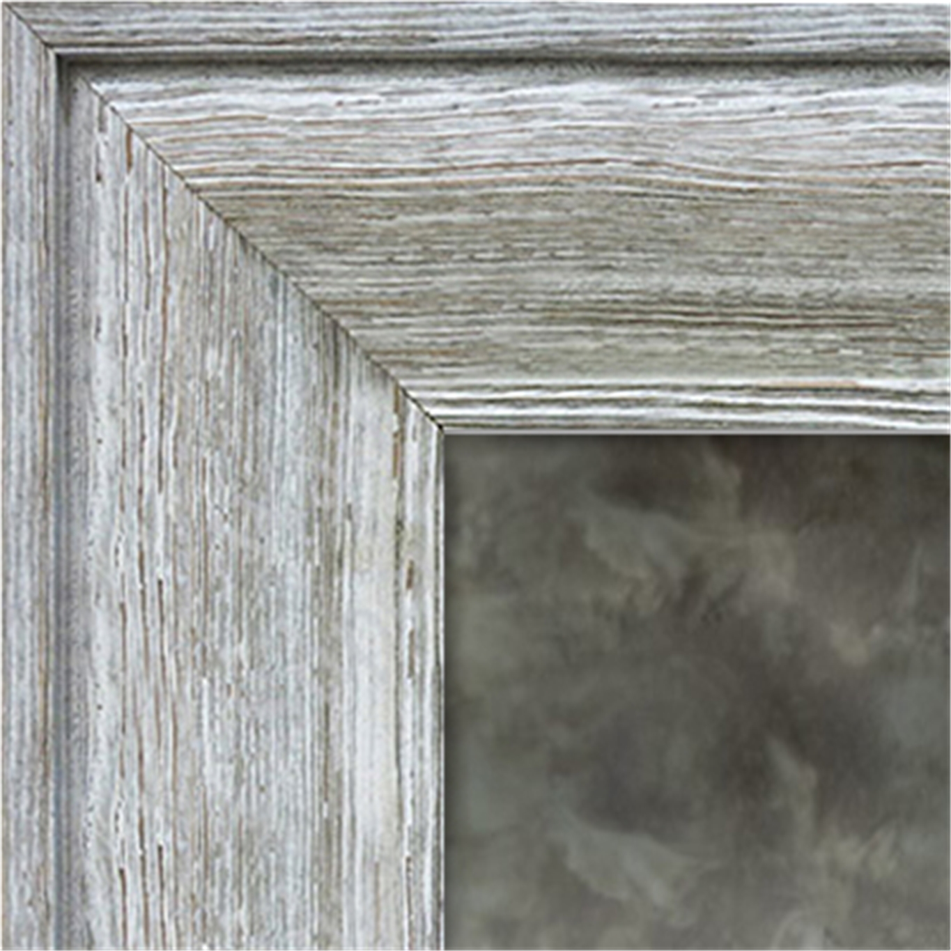 AM1547-90-13 Distressed White Driftwood Frame Antiqued Mirror - Dark Gray Antiqued Mirror