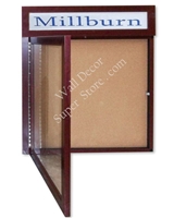 BBC202 Single Open Door Enclosed Cork Bulletin Board with Header