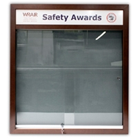 BBC206-2 Sliding Doors Enclosed Cork Bulletin Board with Header