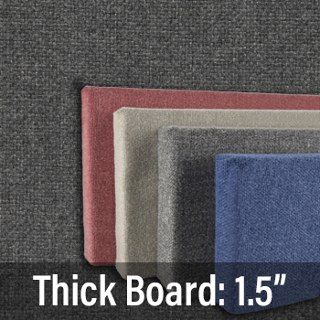FW830-01 Soft Colors: Charcoal - Frameless Fabric Wrap Cork Bulletin Board - Hook and Loop Velcro - to 48" Wide 