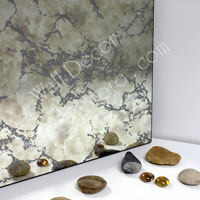 AM90-8 Custom Cut Silver Vein Antiqued Mirror - Frameless Antiqued Mirror Glass - Flat Polished Edge
