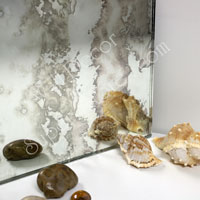 AM90-9 Custom Cut Running Water Antique Mirror - Frameless Antiqued Mirror Glass - Flat Polished Edge