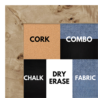 BB1215-2 Blonde Burl - 1.25 Inch Wide - Custom Cork, Chalk, Dry Erase