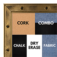 BB1502-3 Antiqued Light Gold with Rivets Small To Medium Custom Cork Chalk or Dry Erase Board