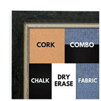 BB1720-1 | Distressed Black / Silver | Custom Cork Bulletin Board | Custom White Dry Erase Board | Custom Chalk Board