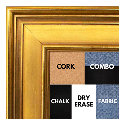 BB1965-2 Large Distressed Gold 2 1/2" Wide Custom Wall Board - Cork, Chalk, Dry Erase