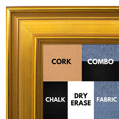 BB1965-3 Large Distressed Gold 2 1/16" Wide Custom Wall Board-Cork, Chalk, Dry Erase