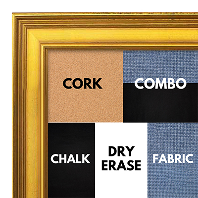 BB1965-5 Small Distressed Gold 1" Wide Custom Wall Board-Cork, Chalk, Dry Erase