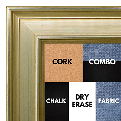 BB1966-3 Large Distressed Silver 2 1/16" Wide Custom Wallboard- Cork, Chalk, Dry Erase