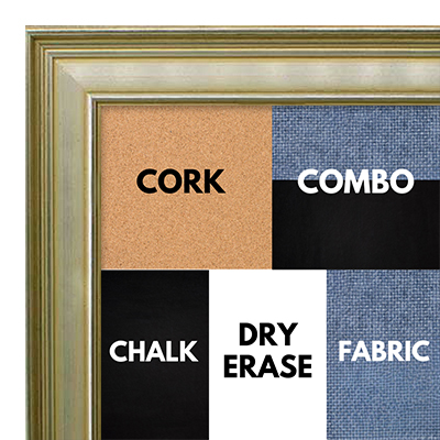 BB1966-5 Small Distressed Silver 1 9/16" Wide Custom Mirror- Cork, Chalk, Dry Erase