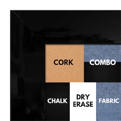 BB321-1 High Gloss Black Lacquer Medium To Extra Large Custom Cork Chalk Or Dry Erase Board