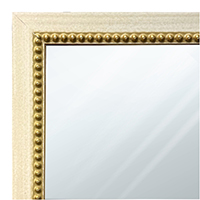 MR1206-2 Cream Square W/Gold Bead - Custom Small Mirror - 0.75 Inch Wide