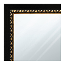 MR1206-5 Black Square W/Gold Bead - Custom Small Mirror - 0.75 Inch Wide