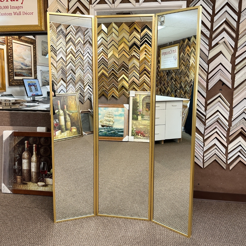 WM1000 - Custom 3 Panel Mirrors - Gold, Silver, Champagne, Brass, White & Black - Value Priced