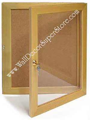 BBC201 Single Door Enclosed Cork Bulletin Board with No Header