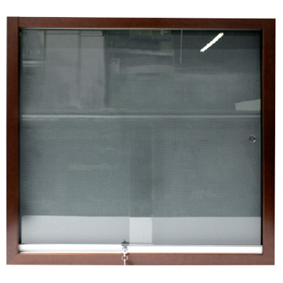 BBC205-2 Sliding Doors Enclosed Cork Bulletin Board with No Header