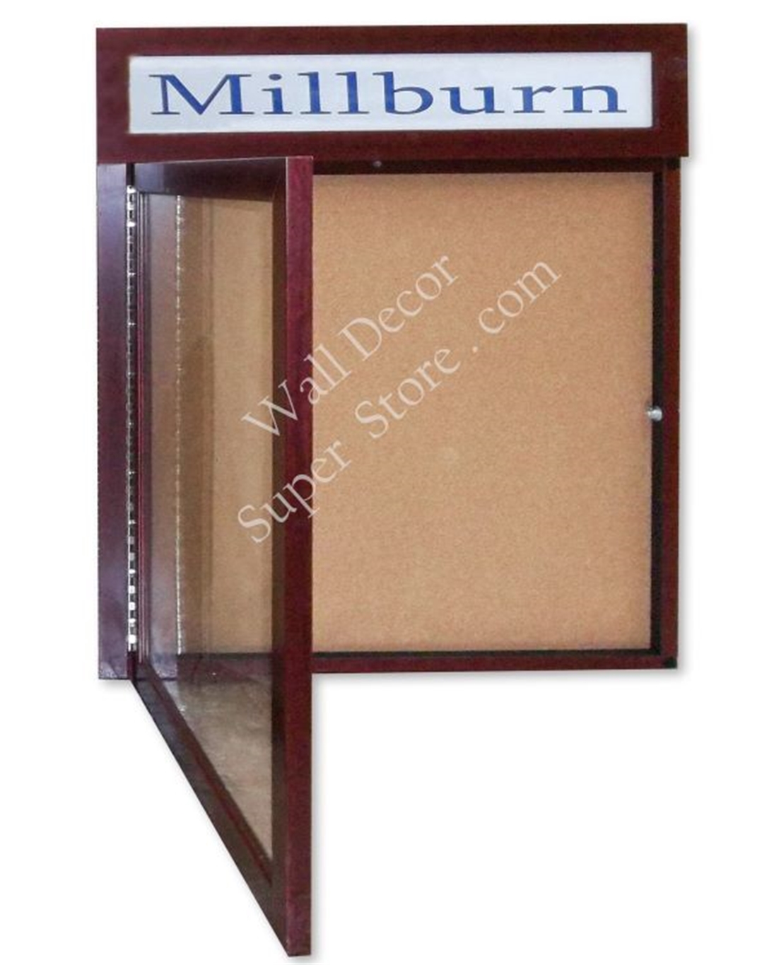BBC202 Single Open Door Enclosed Cork Bulletin Board with Header