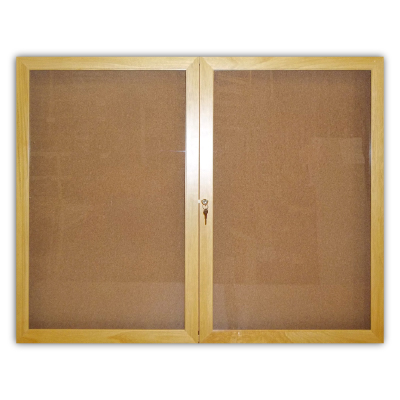 BBC203-2 Doors Enclosed Cork Bulletin Board with No Header