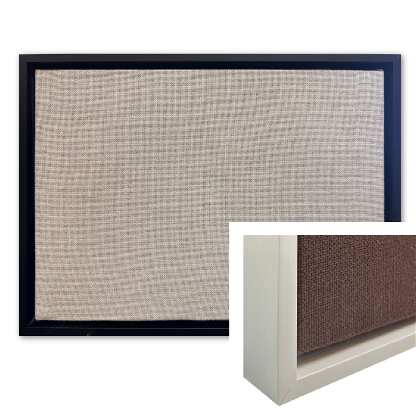Floating Fabric Wrapped Cork Board, Black or White Frame 24x30 - 24x36 - 30x40, Limit 5