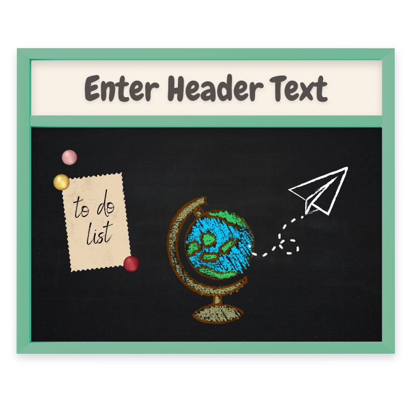 HB1564-CB Custom Chalk Header Board - Choose 12 Colorful Frame Colors - Create Size from 18"x18" to 36"x48"