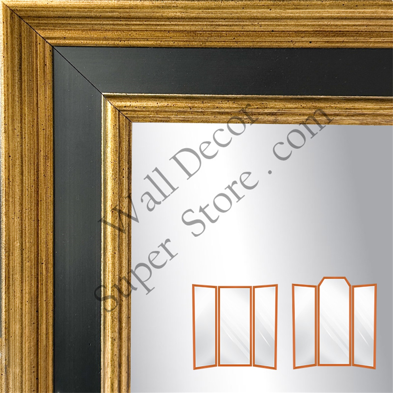 WM1592 - Classic Gold & Silver Frame - Custom 3 Panel Mirror