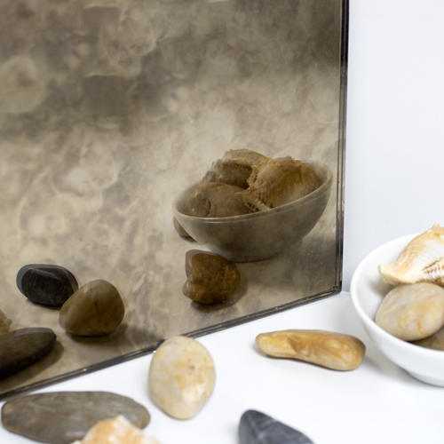 AM90-12 Custom Cut Dark Bronze Antiqued Mirror - Frameless Antiqued Mirror Glass - Flat Polished Edge