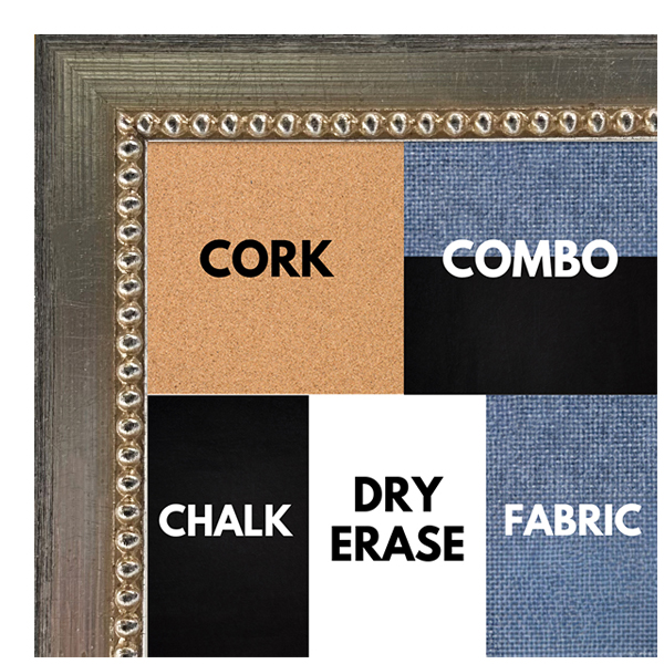 BB1206-3 Silver - 0.75 Inch Wide - Custom Cork, Chalk, Dry Erase