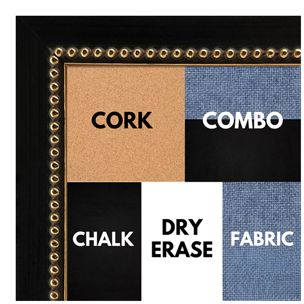 BB1206-5 Black  - 0.75 Inch Wide - Custom Cork, Chalk, Dry Erase