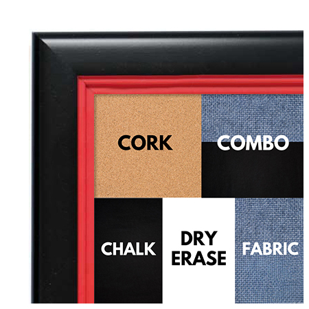 BB1401-3 Black With Red Lip Custom Cork Chalk or Dry Erase Board Medium To Large
