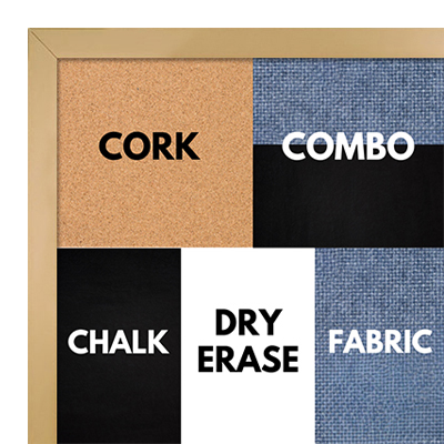 BB1540-6 Thin Metal Antique Gold Custom Cork Chalk or Dry Erase Board Small To Large