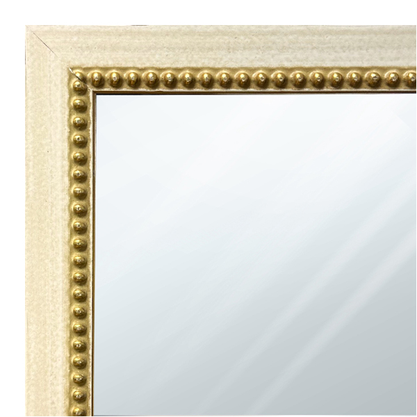 MR1206-2 Cream Square W/Gold Bead - Custom Small Mirror - 0.75 Inch Wide