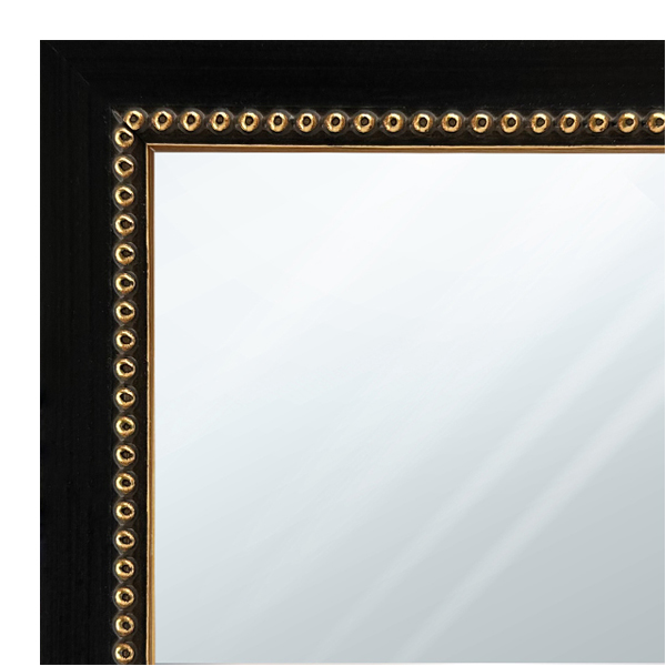 MR1206-5 Black Square W/Gold Bead - Custom Small Mirror - 0.75 Inch Wide