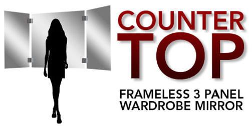 FWM200 Custom Vanity Countertop Frameless Three Panel Mirror: Make up and 360 Degree Hair Style